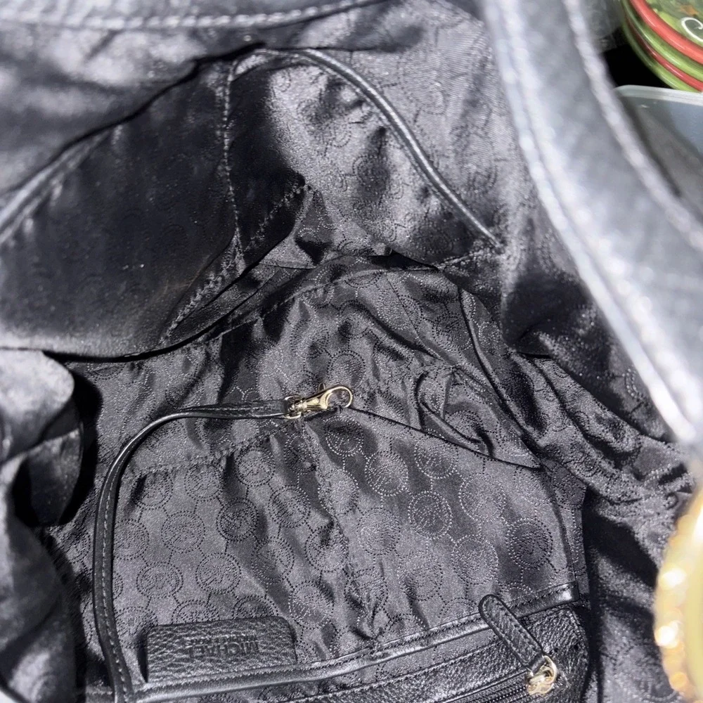 MK Charm Tassel Large Black Leather Slouchy Hobo Handbag Purse Perfect Cond